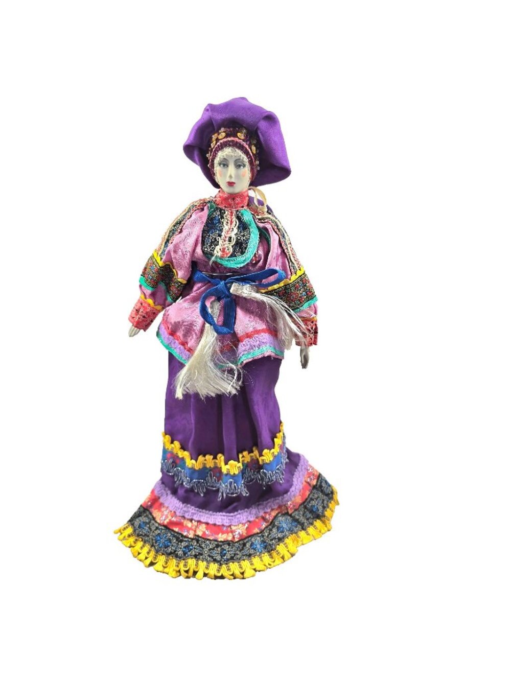 VTG Porcelain Doll Hand Painted Greek Eastern European Folk Costume Souvenir 15"